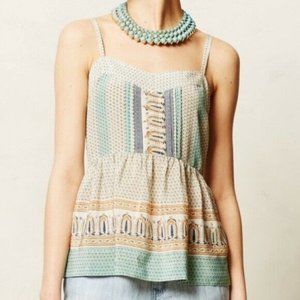 Anthropologie Pastel Striped Crochet Peplum Camisole - Mint, Beige, Blue